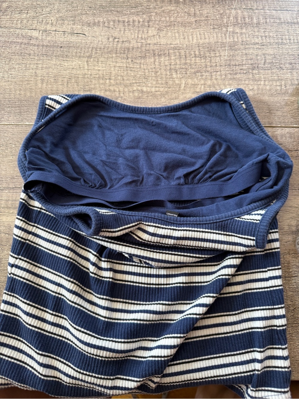 Set of 2 J.Crew tank tops with shelf bras, olive green and navy stripe. Medium. - Picture 4 of 4